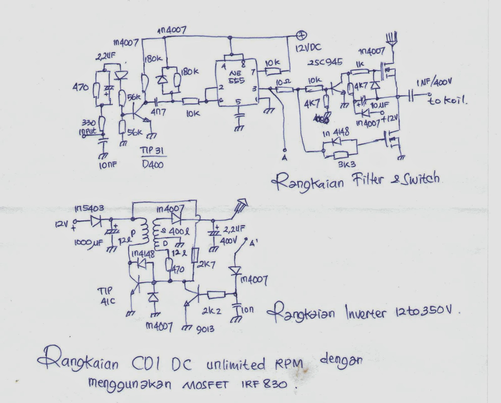 ELEKTRONIKA NEVER DIE Membuat DC CDI non limiter dengan 