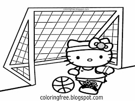Cool printable ballgame sports summer drawing Hello Kitty colouring pages for teenage girls and boys