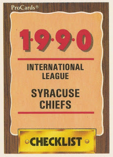 Syracuse Chiefs 1990 checklist card