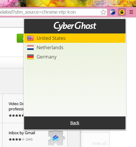 إضافة CyberGhost VPN  Free Proxy للمتصفح دون الحاجة لتحميل البرنامج