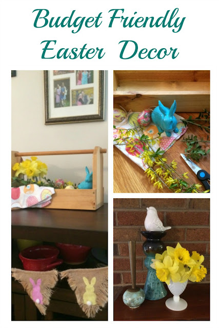 Use Dollar store finds and items from around the house to create a wooden toolbox centerpiece for your Easter decor.