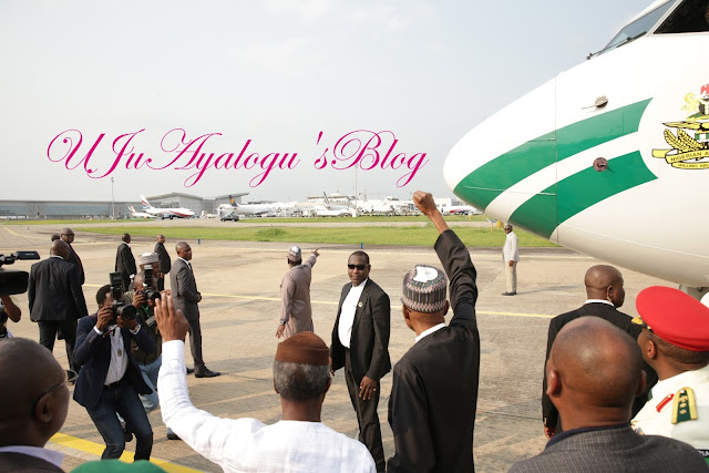 See Photos of Osinbajo Welcoming Buhari Back to Nigeria