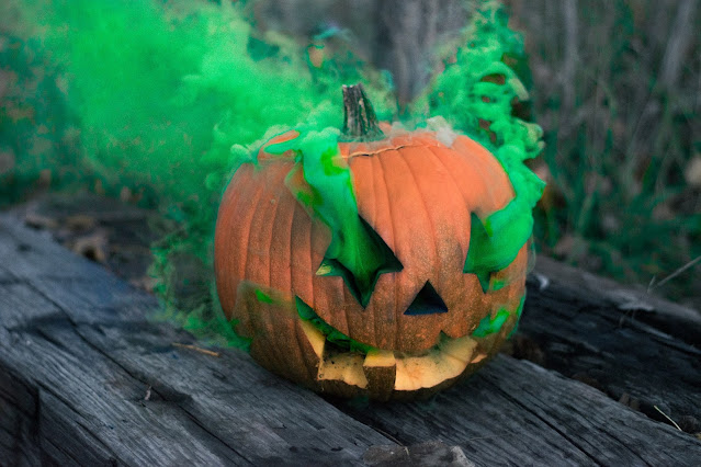 smoking jack-o-lantern