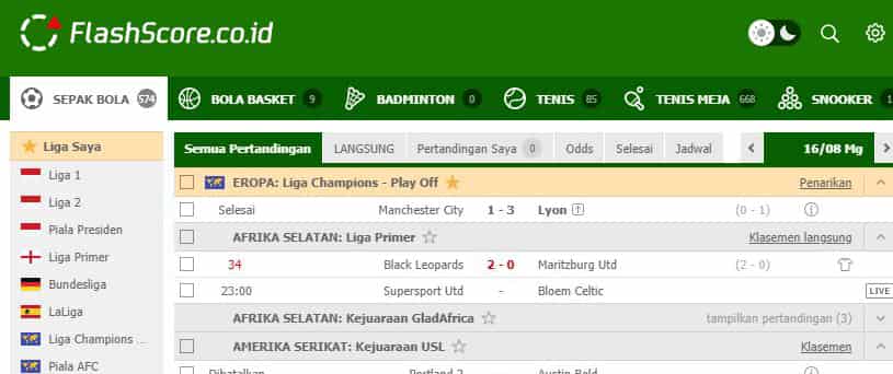 live score bola di flashscore