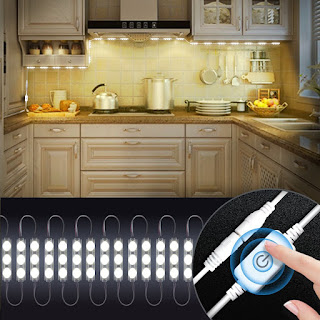 Kitchen Lighting, Kitchen Cabinets LED Lights with Smart Touch Dimmer,Under Cabinet Lights10ft 60 Leds Closet Kitchen Counter LED light (White)