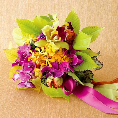 Wedding Bouquet Boxes on Caribbean American Bride  Tropical Punch Bridal Bouquet