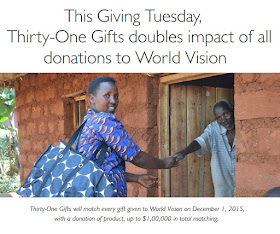 Giving Tuesday Thirty-One Gifts World Vision