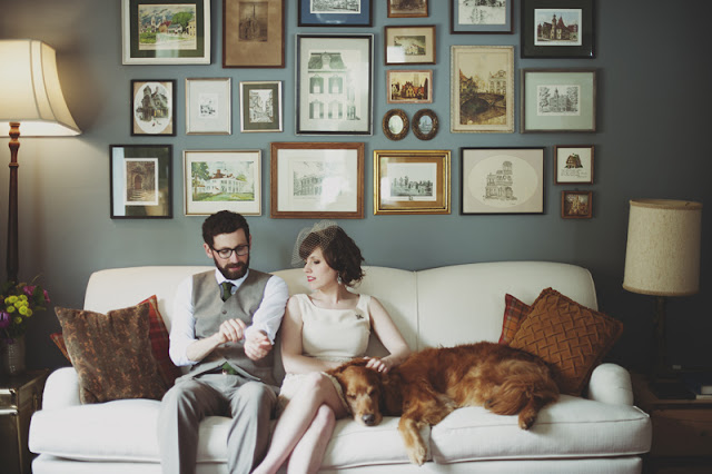 sweet moment from a vintage style home wedding