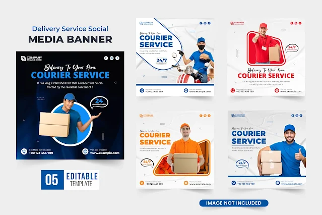 Courier service promotional web banner free download