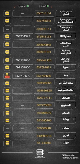 مطعم اصل البرجر ارقام التواصل