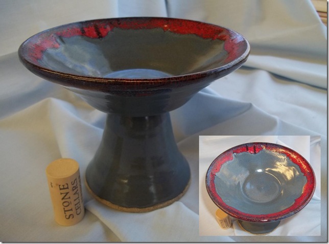 blue and red candy dish
