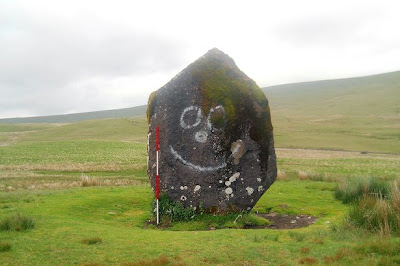 Vandals graffiti Bronze Age standing stone