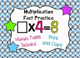 http://www.teacherspayteachers.com/Product/Multiplication-Fact-Practice-Pages-1047737