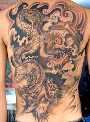 skull tattoo, Chinese dragon design, free art