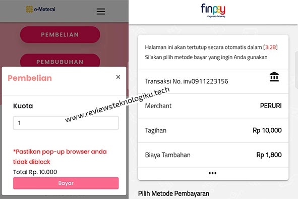 harga dan metode pembayaran beli e-meterai elektronik