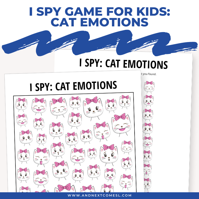 Printable cat emotions I spy game for kids