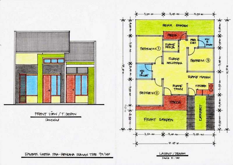 Desain Denah Rumah  Minimalis Type  70  140 Terbaru 2014 