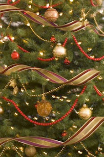 Christmas Tree Decorated with ribbons