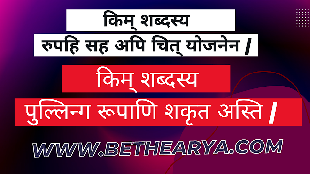 किम् शब्दस्य रुपहि सह अपि चित् योजनेन |  किम् शब्दस्य पुल्लिन्ग रूपाणि शकृत अस्ति |