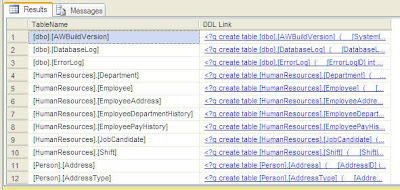 Query with Hyperlinks to DDL Code