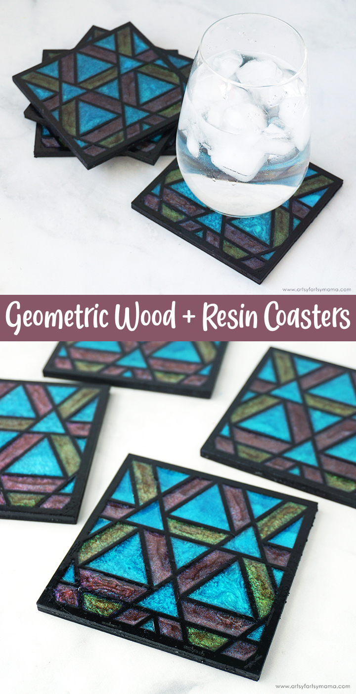 Geometric Wood + Resin Coasters