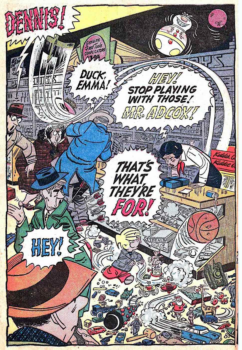 Dennis The Menace by Hank Ketcham 1956, Dennis runs wild in a toy store