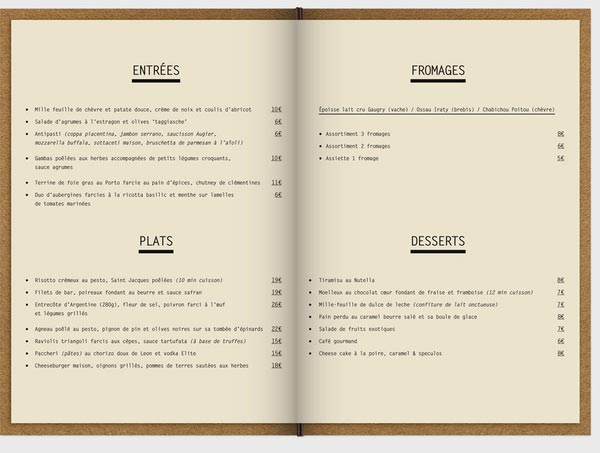 restaurant menu design