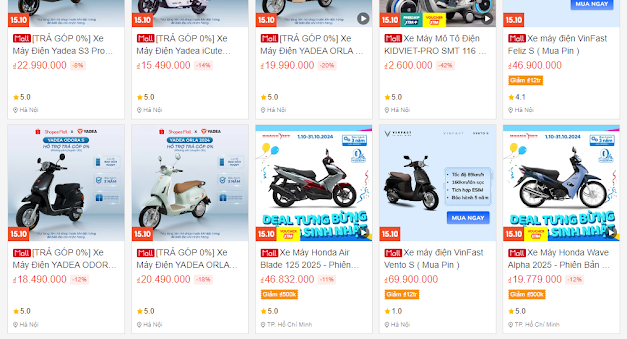 Mua xe máy trên Shopee