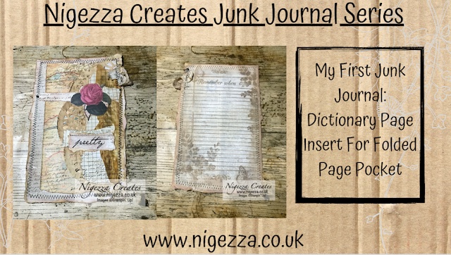 Nigezza Creates My First Junk Journal: Dictionary Page Insert For Folded Page Pocket