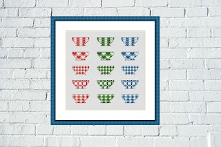 Colorful cups cross stitch design - Tango Stitch