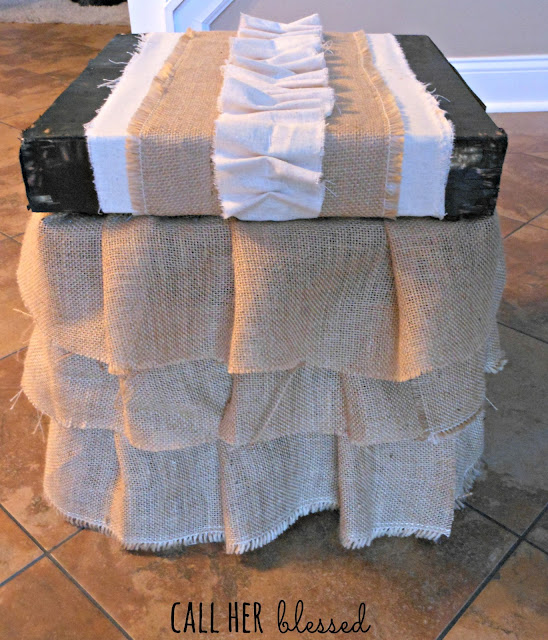 burlap ottoman