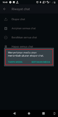 Selanjutnya akan muncul tab yang berisi apakah ekspor menyertakan media atau tidak. Sobat pilih sesuai keinginan Sobat saja.