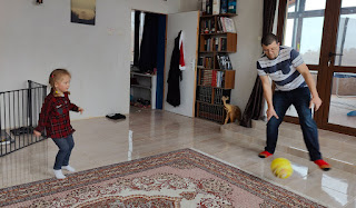 Wardy and Rosie playing football