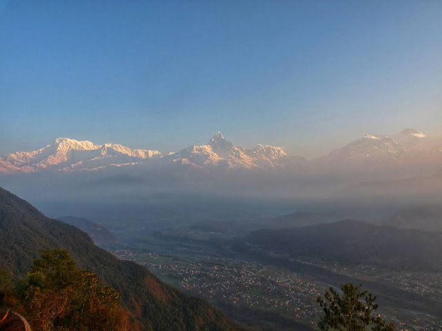 Sunrise view on Mountain in Pokhara valley Sarangkot