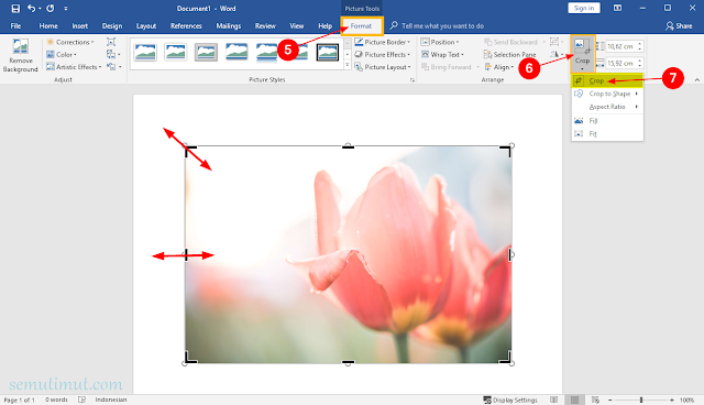 cara crop gambar di word 2010