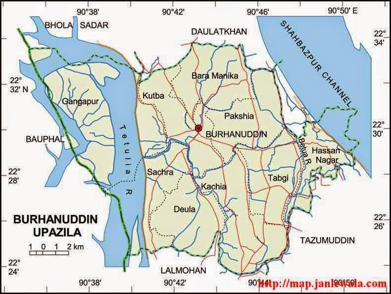 burhanuddin upazila map of bangladesh