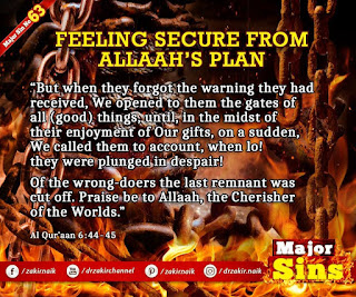 MAJOR SIN. 63.2. FEELING SECURE FROM ALLAAH'S PLAN