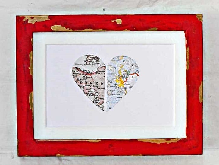 This easy DIY Valentines Day map gift is a perfect gift for lovers.