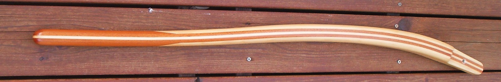 mahogany and ash laminated tiller detail of tiller handle i