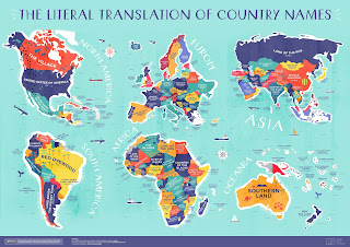 Map of the world by country names 