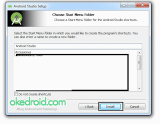 Choose Start Menu Folder Android Studio