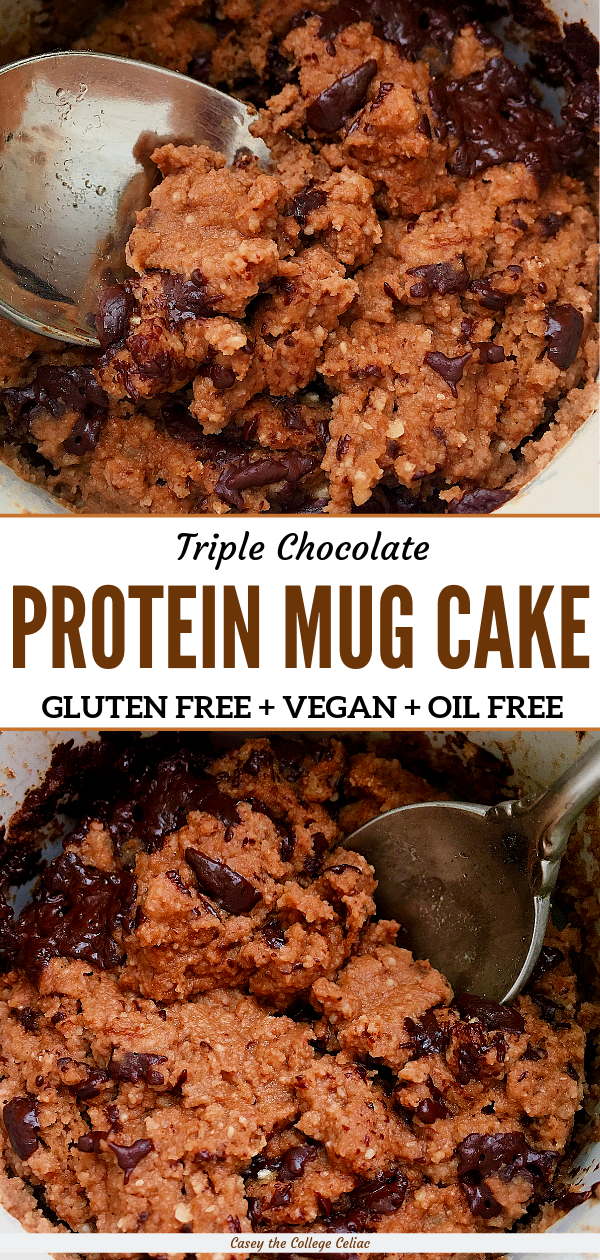 Triple Chocolate Protein Mug Cake (Gluten Free, Vegan, Oil Free)