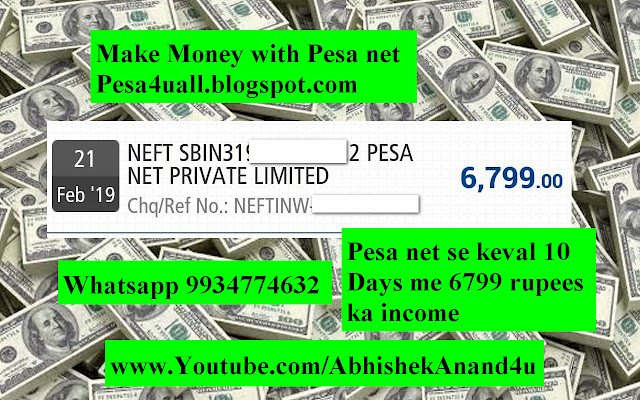 Pesa net company se keval 10 Days me 6799 rupees ka income | Pesa net payment proof of 6799 rupees in February 2019 | Pesa net bank payment proof February 2019