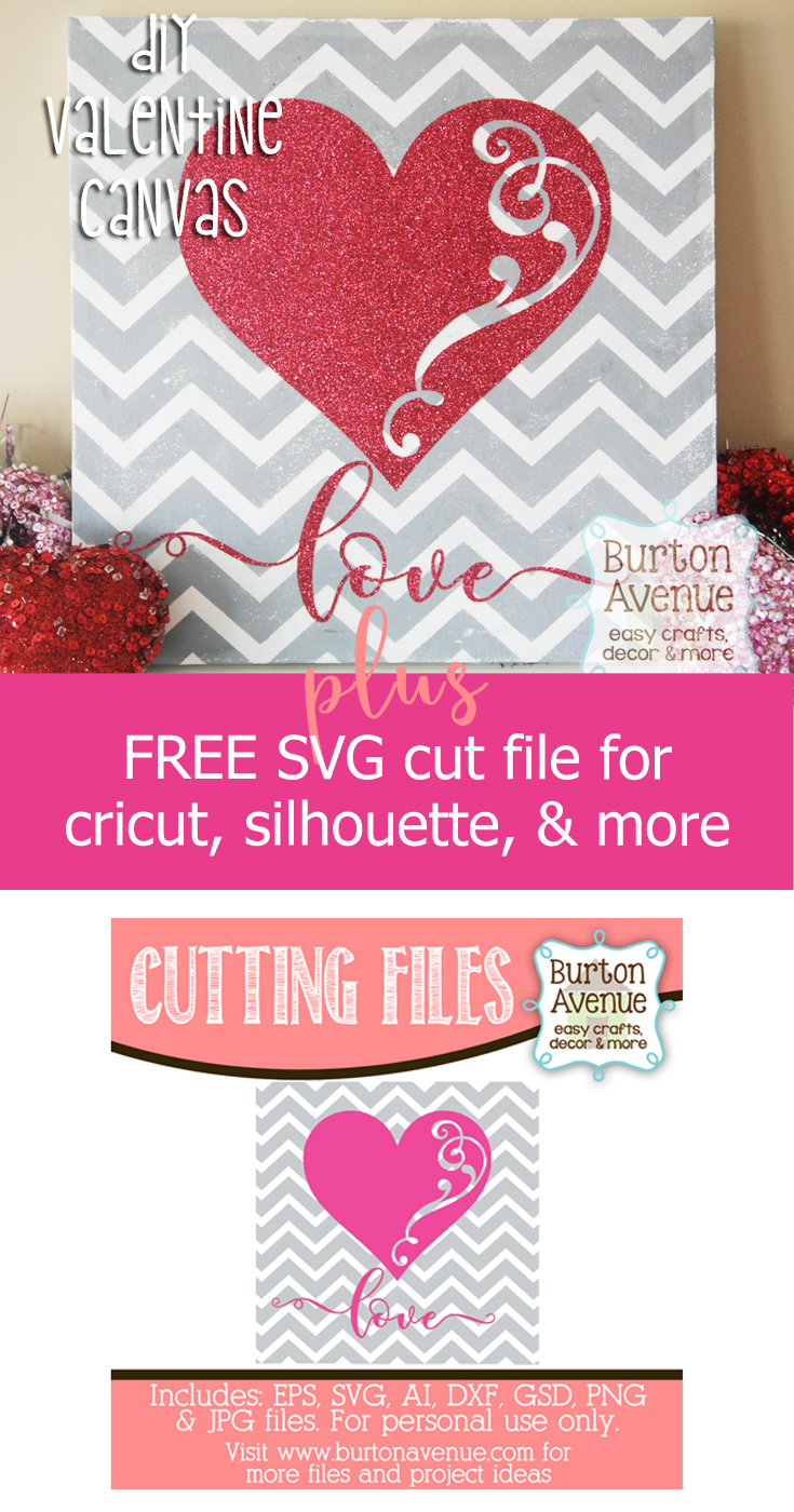 Download DIY Valentine Canvas for Silhouette and Cricut (Free cut ...