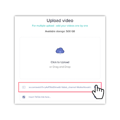 Unggah Video Anda ke platform Nova AI