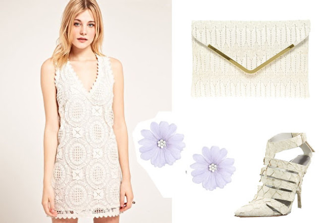 flower arrings, alexander wang fish shoes, lace dress,spring look, white look,