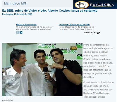 ALBERTO COWBOY NO SITE DO PORTAL CLICK