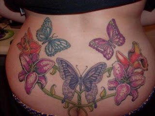 Tattoo Body Art Butterfly and Flower Tattoo