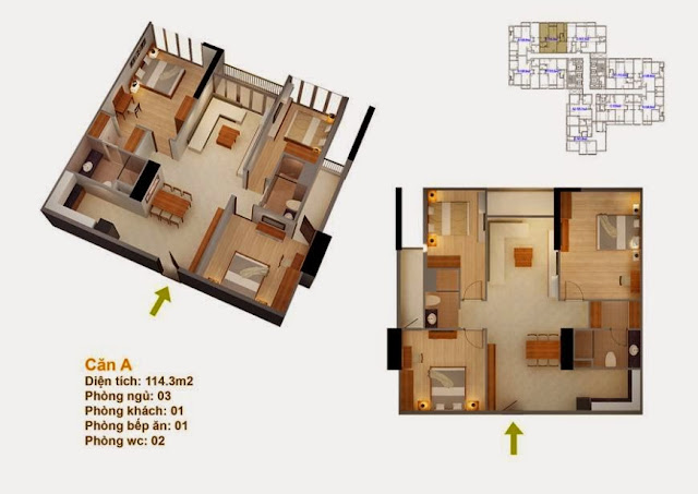 căn hộ A tòa Ruby 1 Goldmark city