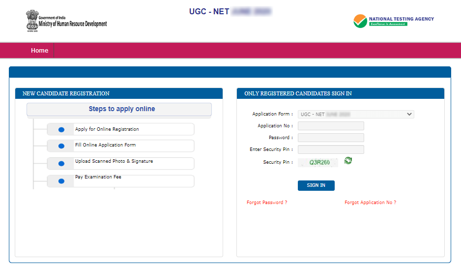 UGC NET Admit Card login link